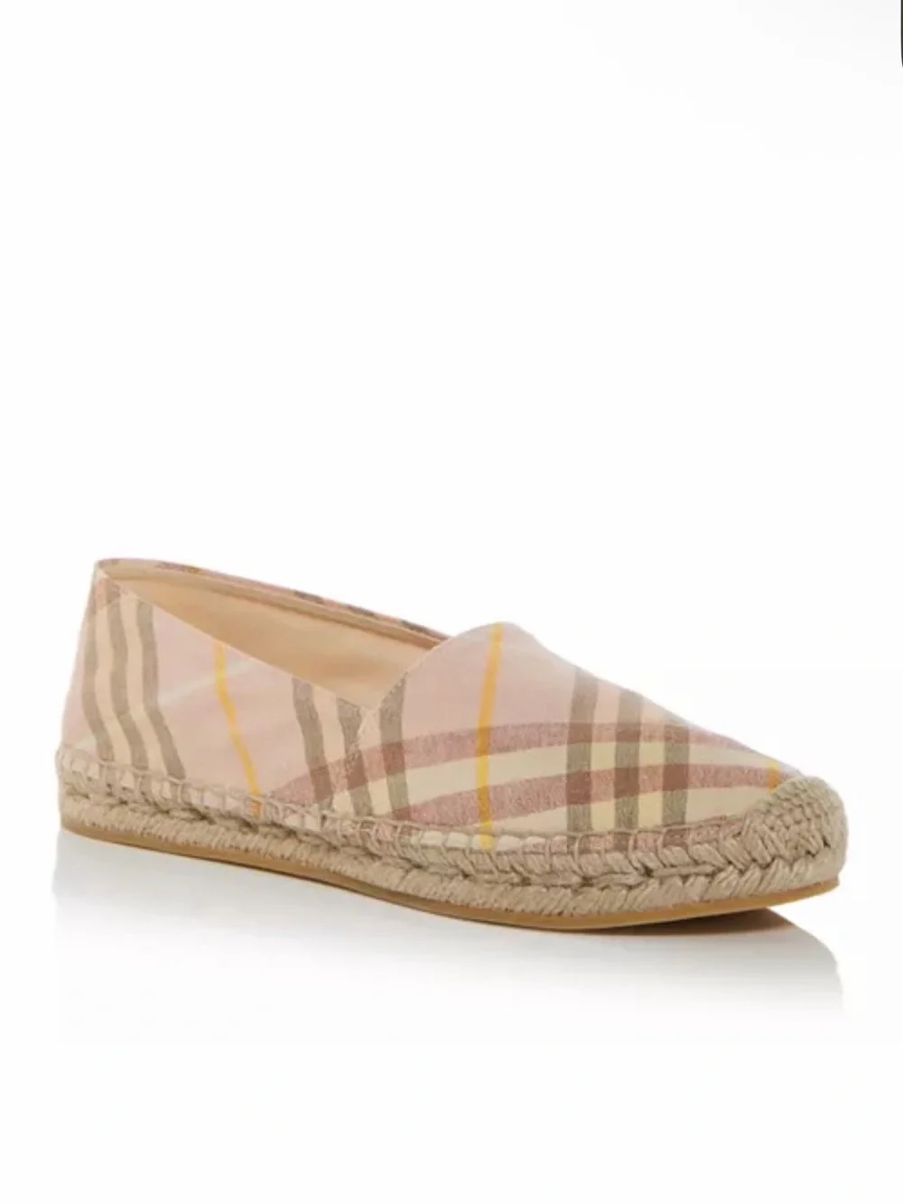 Burberry Mews Check Espadrille Flats Plaid SlipOn, Teacup IP Check, Size 38, NWT